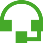 Green icon of a headset
