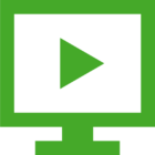 Icon of a computer screen with a play button.