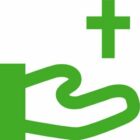 A green hand icon with a small cross above it