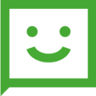 A speech box icon with a smiley face in the middle