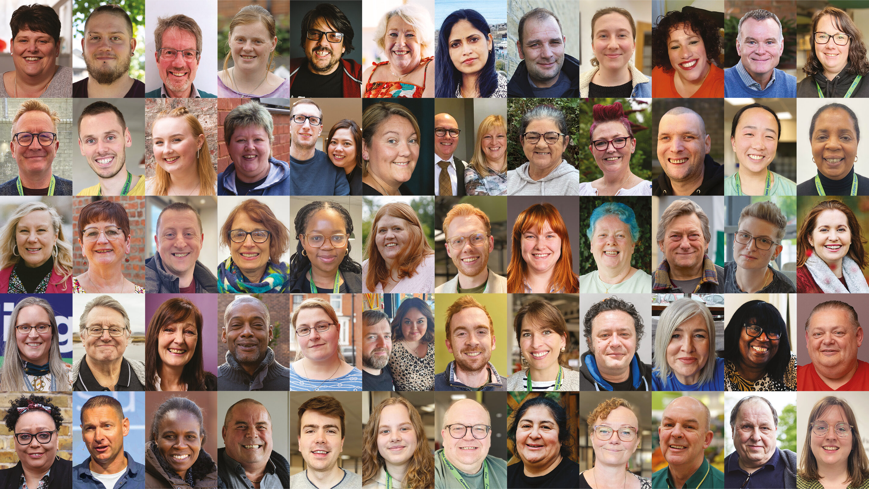 Several faces of former clients, CAP staff and church leaders, making up a big mosaic.