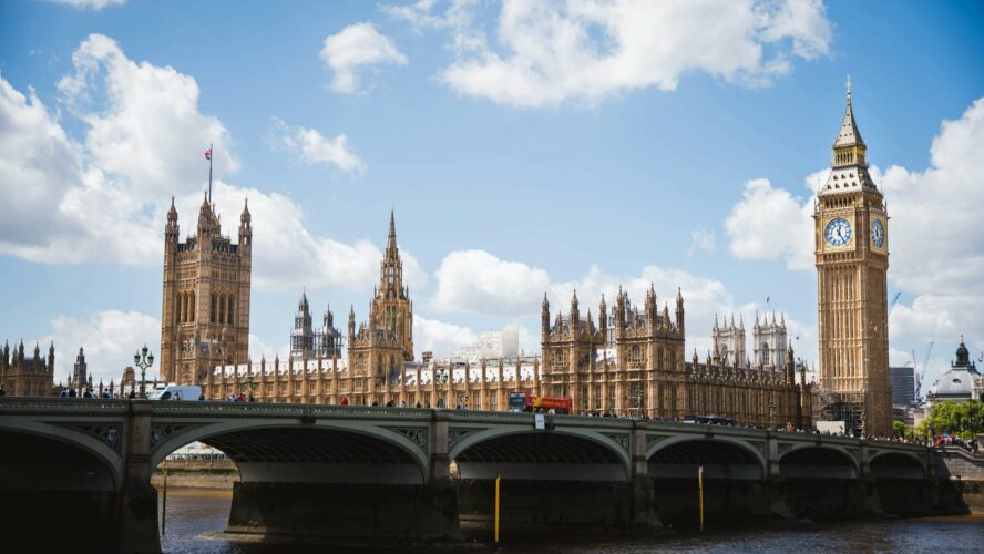 A photo of the Houses of Parliament and Big Ben in front of the River Thames