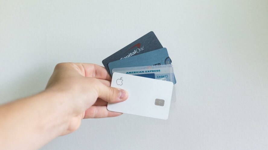 Hand holding credit cards