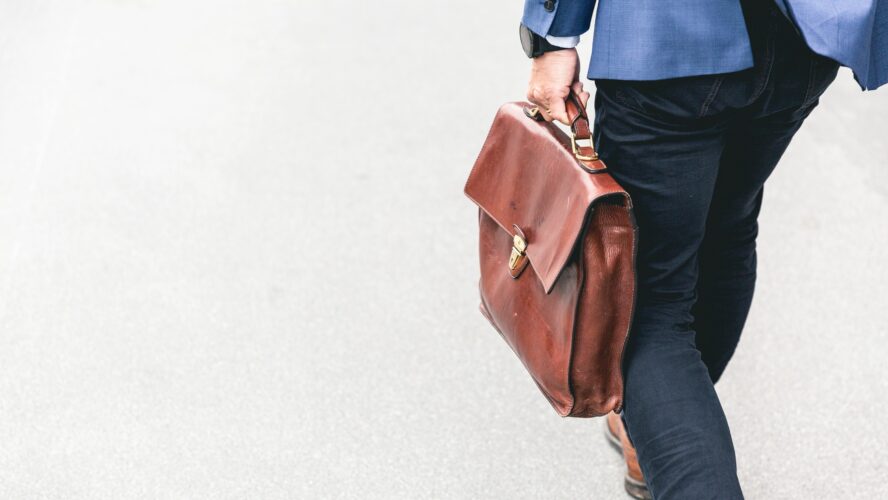 Person walking to work