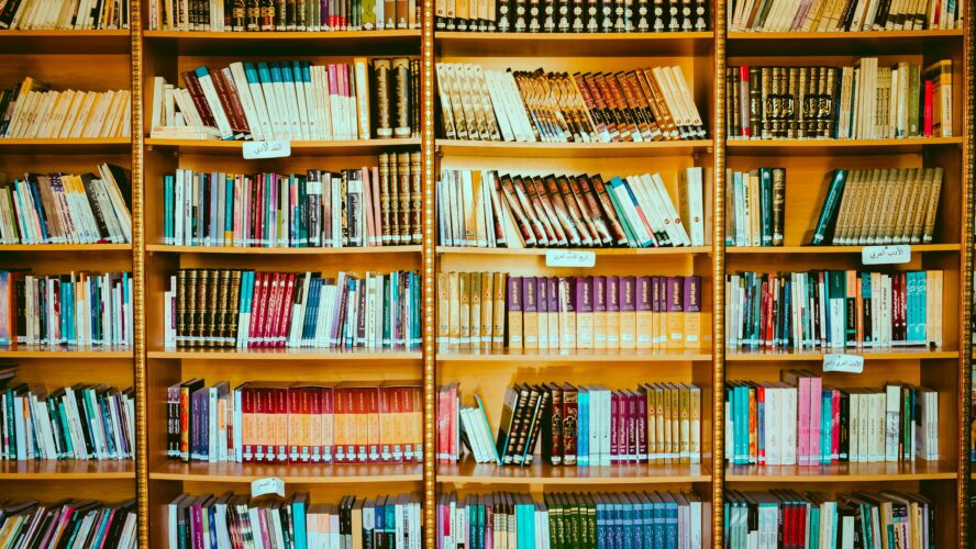 Bookshelf filled with books.